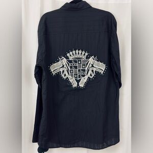 American Gangsters Imperial Crown upscaled Black Collared Button Up Shirt Large